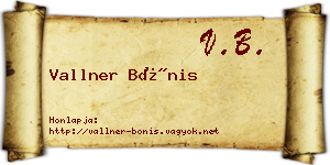 Vallner Bónis névjegykártya